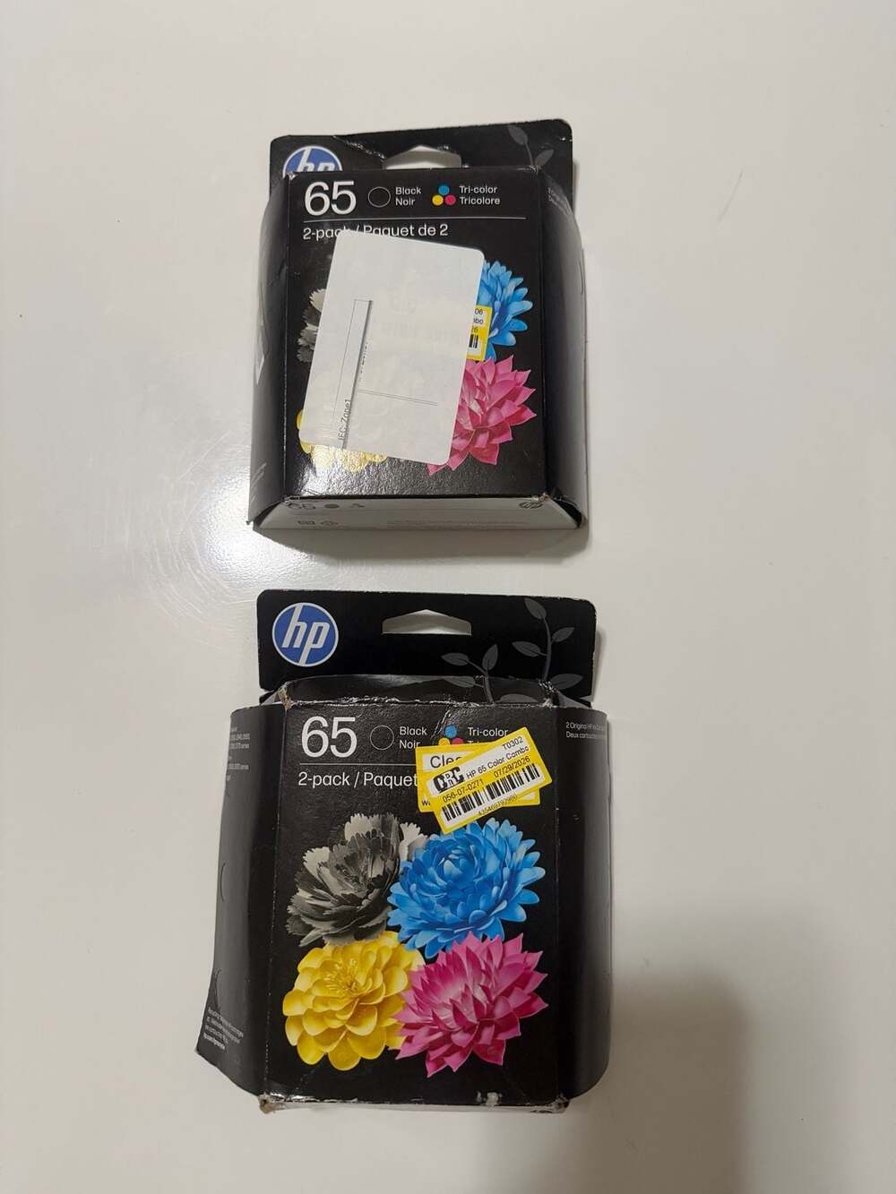 Lot of 2 HP 65 Black, 65 Tri-Color Ink Combo Pack x2 New Sealed. Exp 10/2027